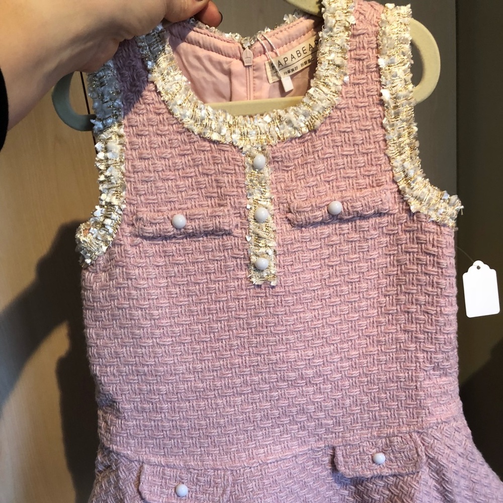 Beautiful pink tweed girls dress